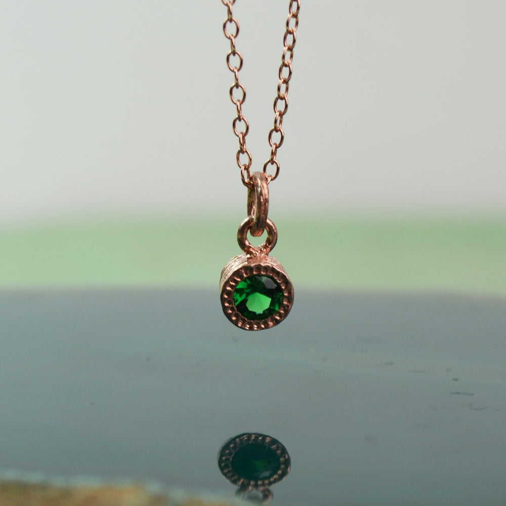 Emerald May Birthstone Rose Gold Necklace