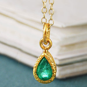 Emerald May Birthstone Teardrop Necklaces