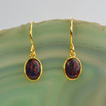 Fire Opal Gold October Birthstone Drop Earrings