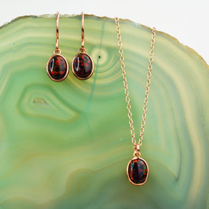 Fire Opal Rose Gold October Birthstone Jewellery Set