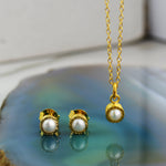 Freshwater 18kt Gold Pearl June Birthstone Jewellery Set