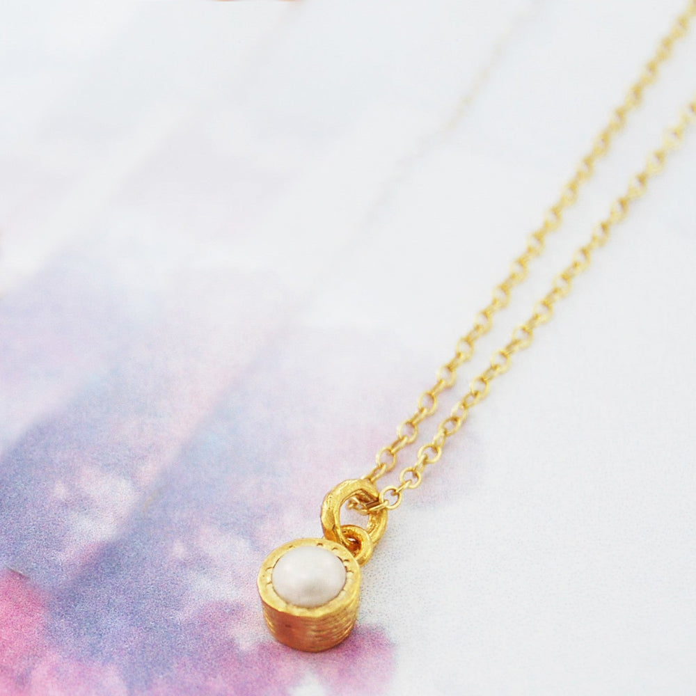 Freshwater White Pearl June Birthstone Gold Pendant