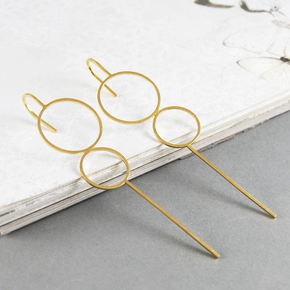 18kt Gold Plated Silver Double Circle Ear Climbers