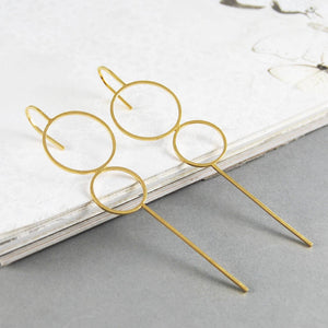 Gold Double Circle Bubble Ear Climbers