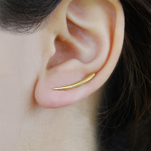 Curved Gold Plated Sterling Silver Bar Ear Cuff Earring