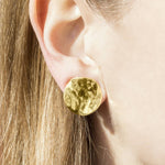 Wavy Textured Disc Silver Clip On Stud Earrings