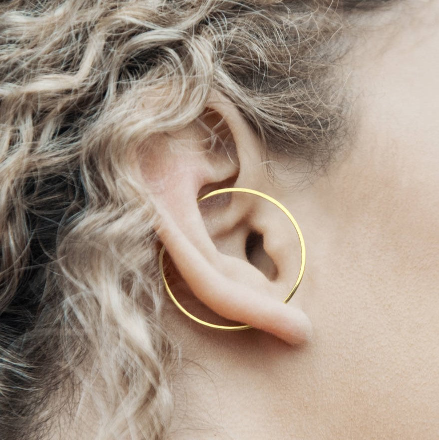 Gold Plated Silver Hoop Ear Cuff Earrings