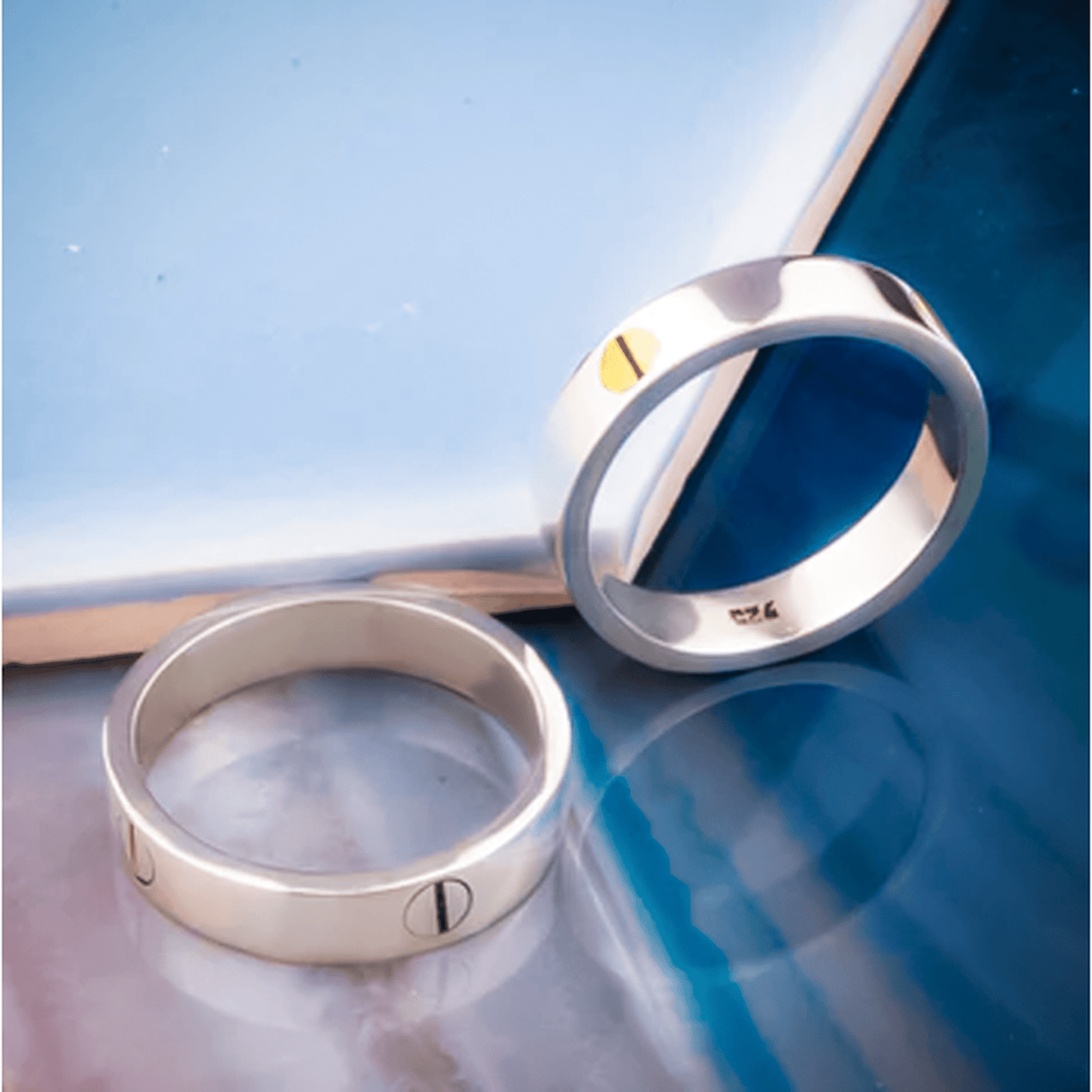 Sterling Silver Silver and Gold Screw Ring