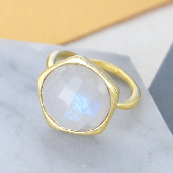 Moonstone Gold plated Sterling Silver Gemstone Ring