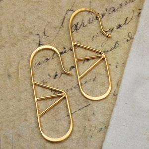 Geometric Oval Wire Yellow Gold/Rose Gold Hoop Earrings