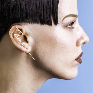 Lightning Bolt Gold Ear Cuff Earrings