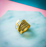 Gold Plated Silver Wide Wrap Ring for Women