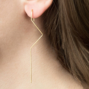 Gold Plated Sterling Silver Zig Zag Minimalist Ear Climber Earrings