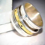 Sterling Silver and Gold Chunky Spinning Ring