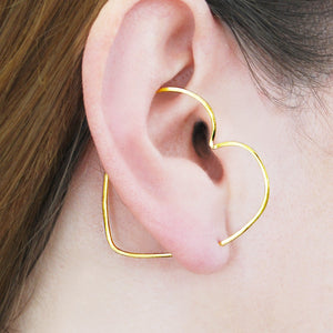 Minimalist Heart Gold Ear Cuffs