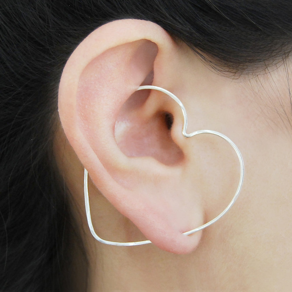 Minimalist Heart Sterling Silver Ear Cuffs