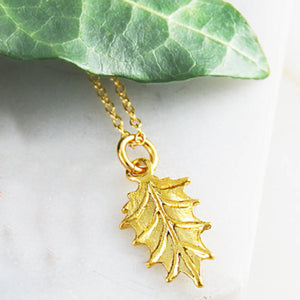 Holly Gold Christmas Pendant Necklace
