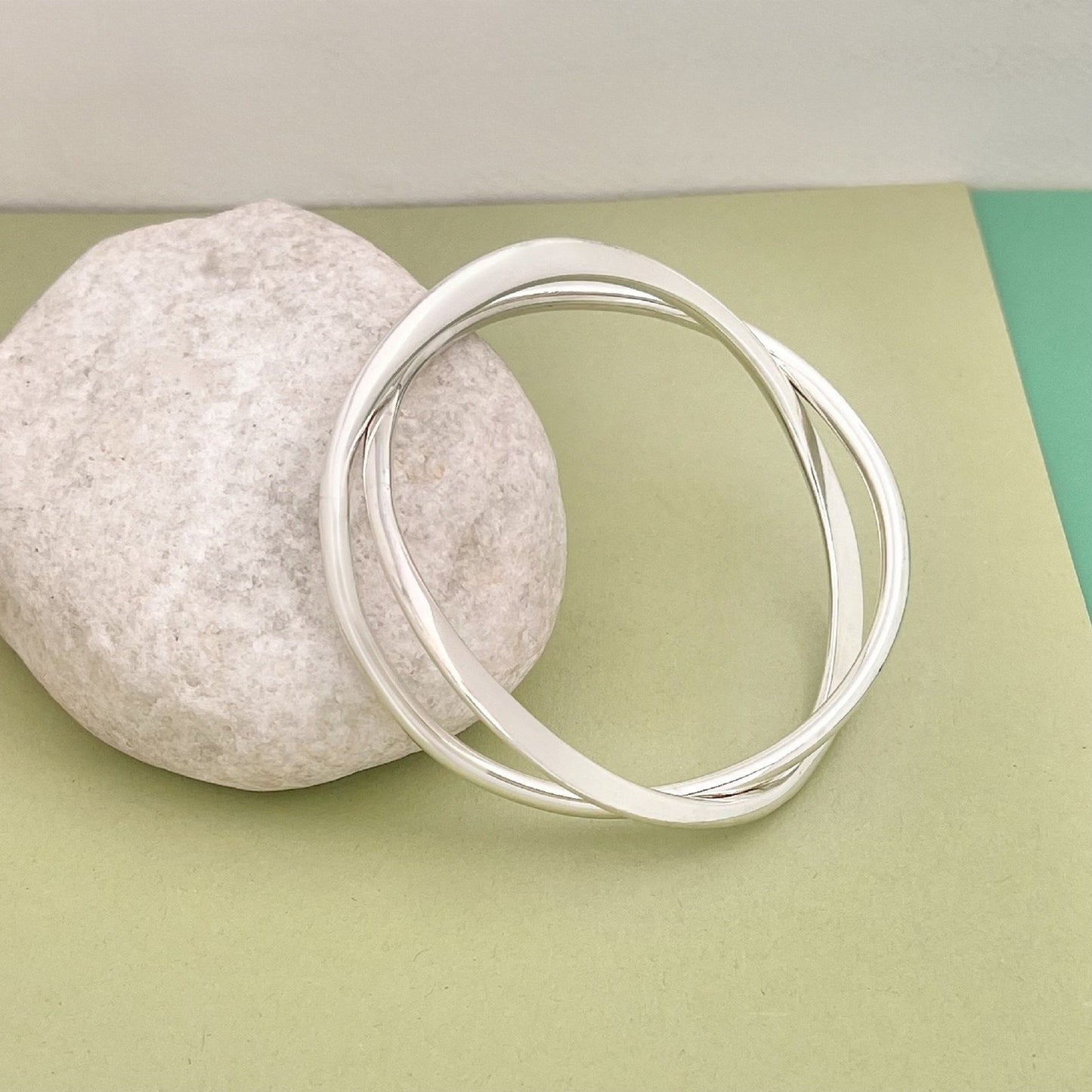 Chunky Solid Sterling Silver Infinity Bangle for Women