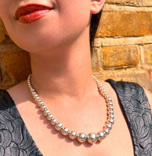 Graduated Sterling Silver Ball Bead Necklace