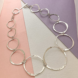 Sterling Silver Hammered Circle Links Necklace