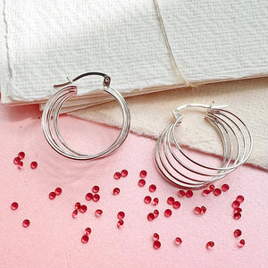 Multi Hoop Round Overlapping Sterling Silver Wedding Earrings