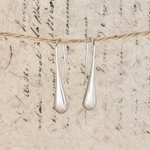 Long Polished Teardrop 18kt Gold Plated Silver Drop Earrings