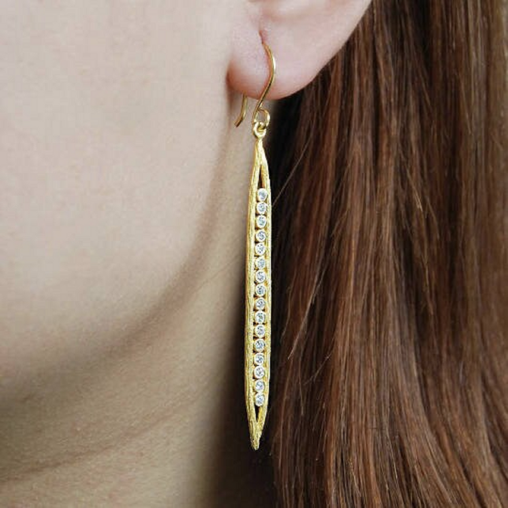 Topaz November Birthstone Rose/Gold Plated Pod Earrings