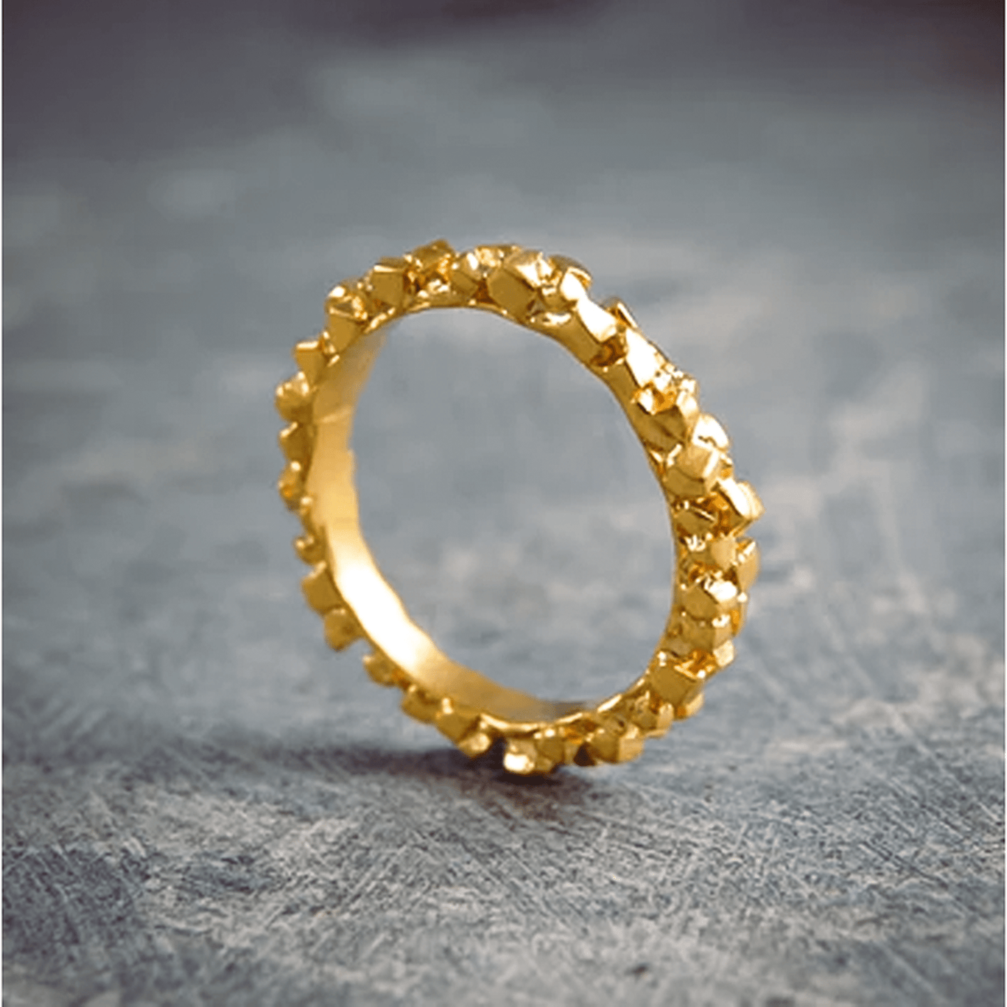 Gold Plated Sterling Silver Pyrite Modern Ring