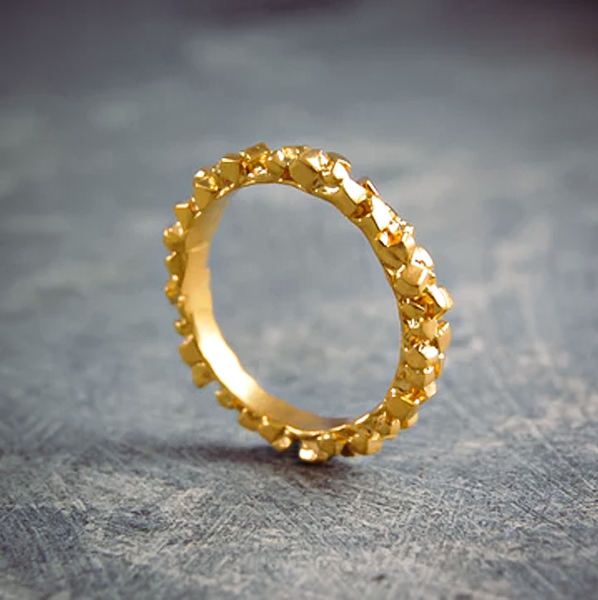 Gold Plated Sterling Silver Pyrite Modern Ring