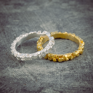 Gold and Silver Textured Sterling Silver Stacking Rings