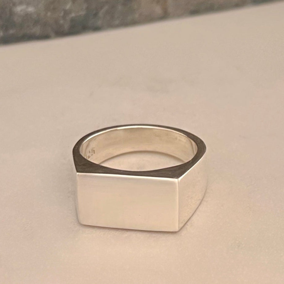 Chunky Sterling Silver Signet Ring
