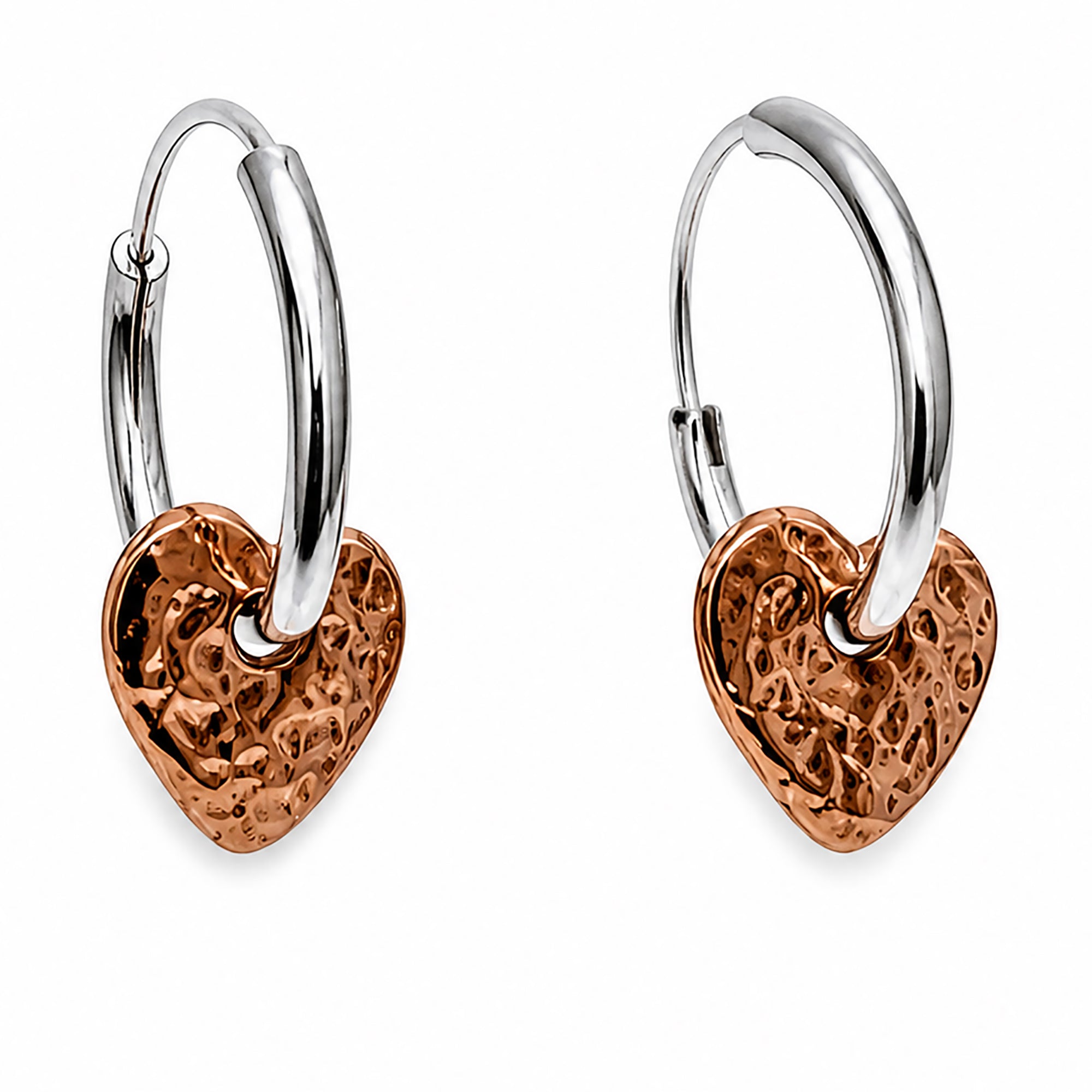 Sterling Silver Heart Charm Small Huggie Hoop Earrings – Otis