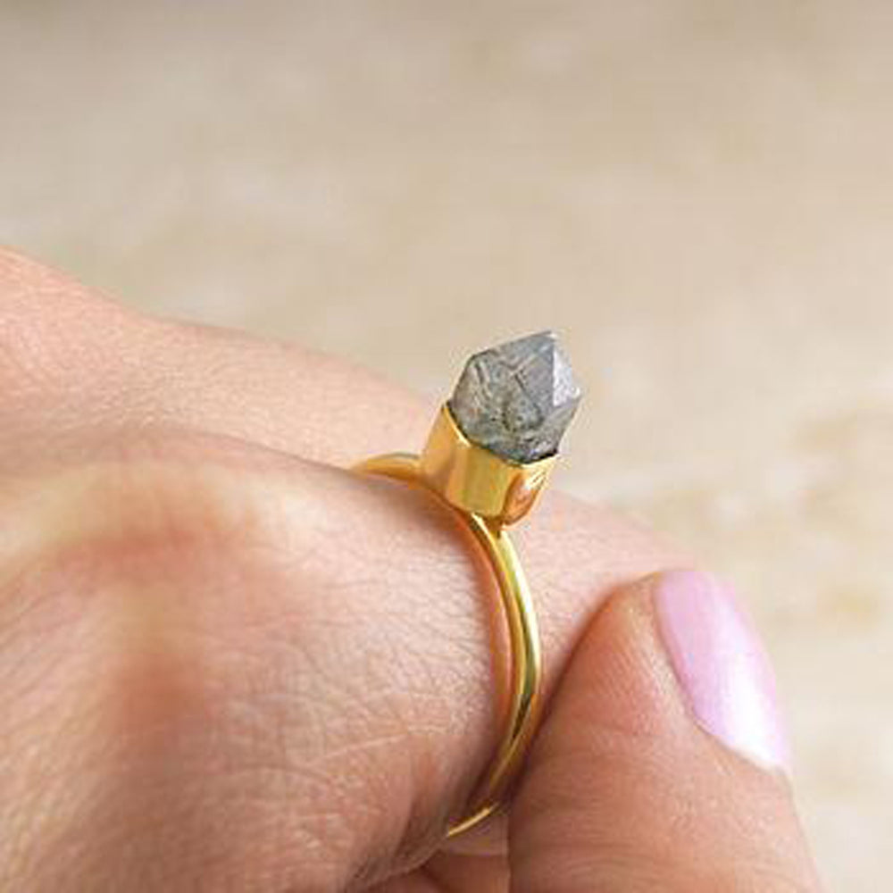 Crown Labradorite Gold plated Sterling Silver Gemstone Ring