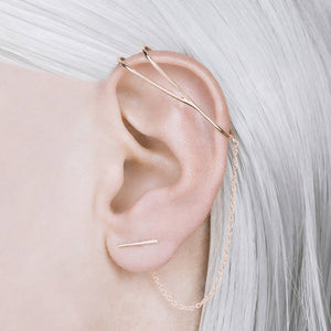 Rose Gold Plated Silver Chain Ear Cuff Earrings