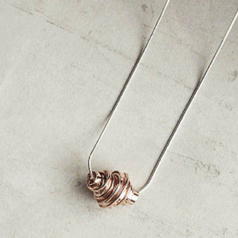 Gold and Rose Gold Coiled Silver Wire Necklace