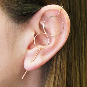 Rose Gold Plated Silver Double Circle Ear Climbers