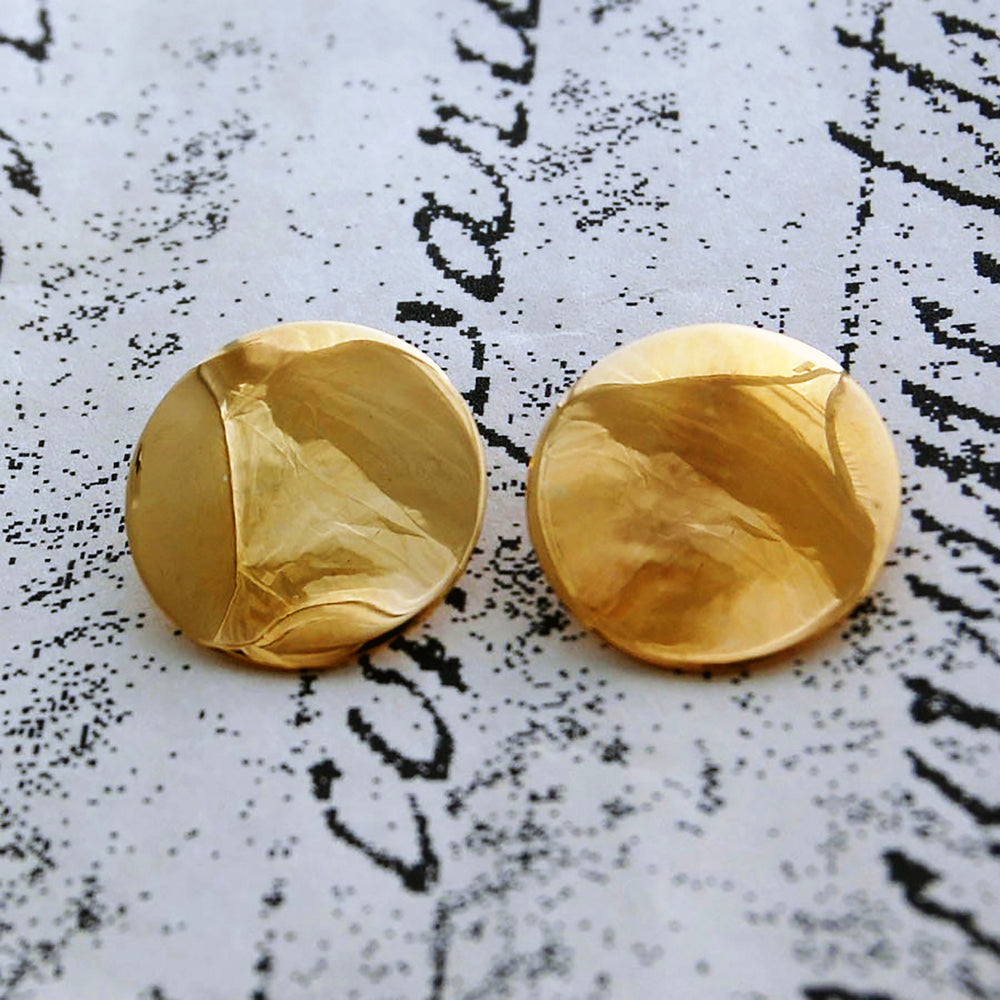 Gold Textured Clip On Earrings