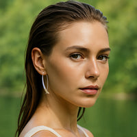 Elliptical Sterling Silver Drop Earrings