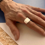 Square Mens Silver Signet Ring