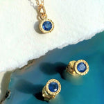 Blue Sapphire September Birthstone Gold plated Silver Jewellery Set