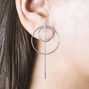 Double Circle Geometric Gold Ear Pin Stud Earrings