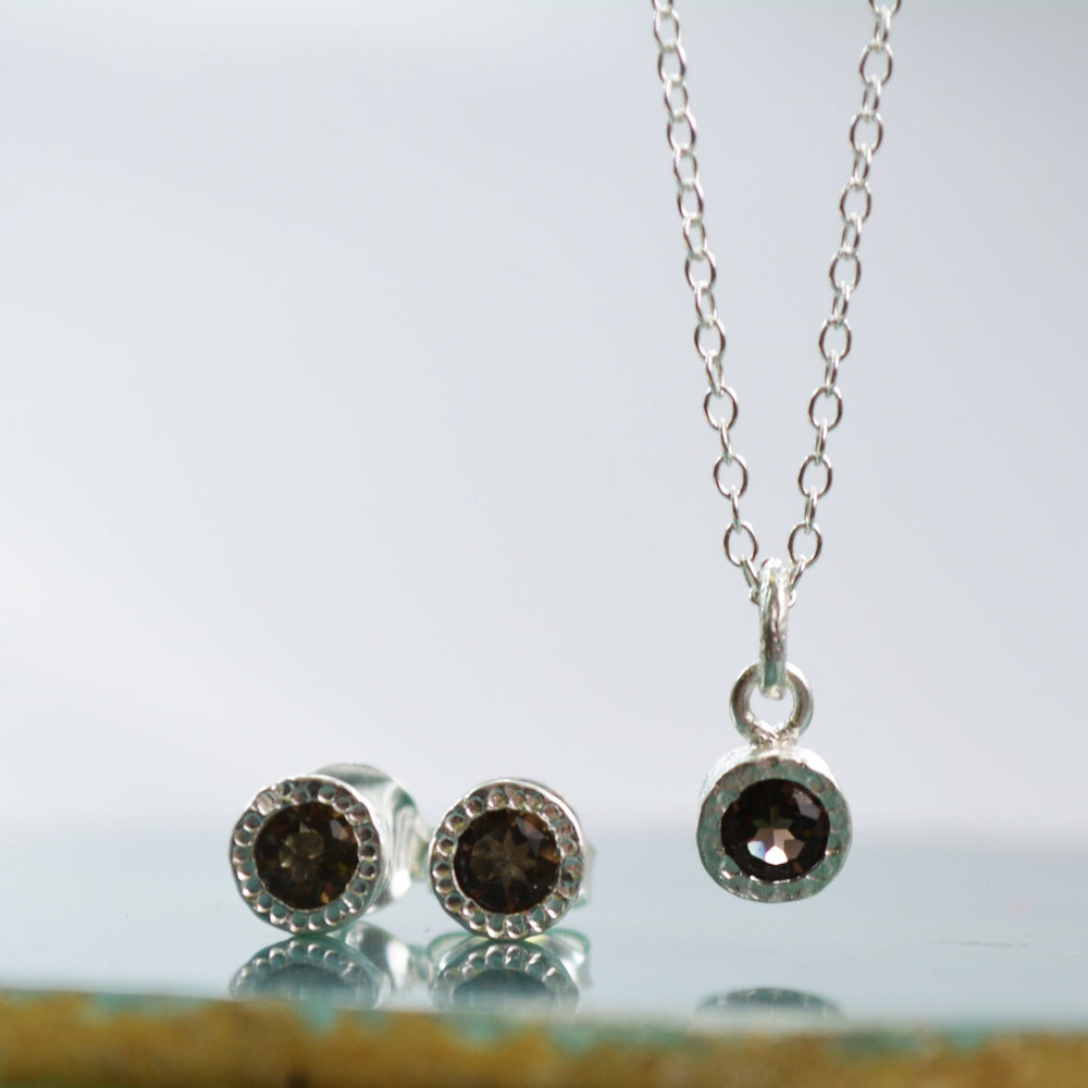 Smoked Quartz Sterling Silver Jewellery Set