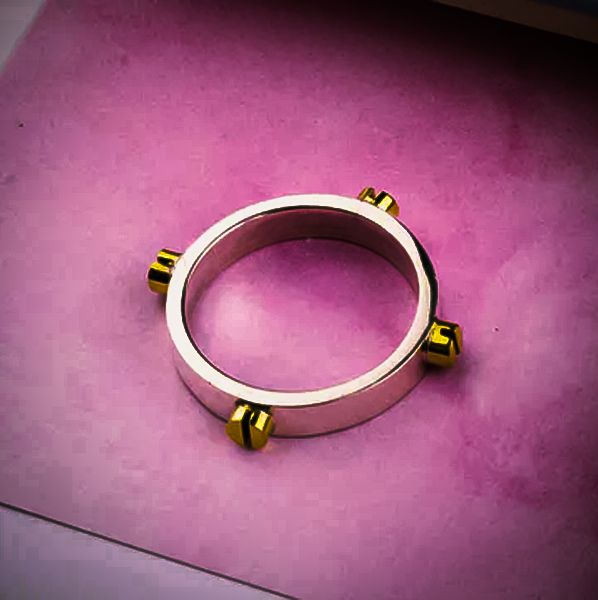 Sterling Silver Gold Screw Ring for Women