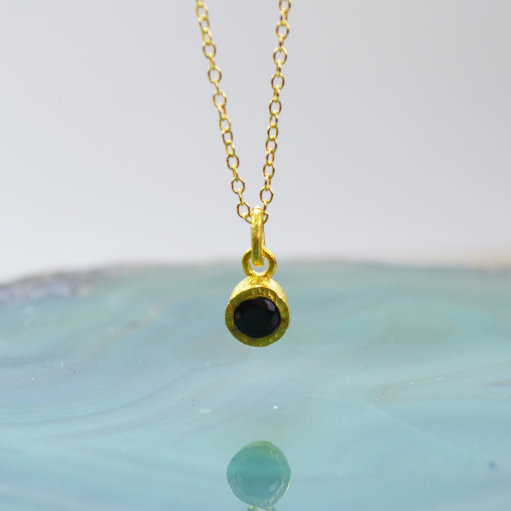 Black Spinel Gold Pendant Necklace