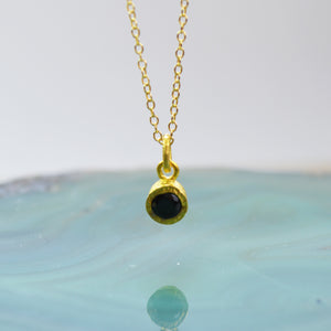 Black Spinel Gold Pendant Necklace