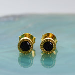 Black Spinel Gold Stud Earrings