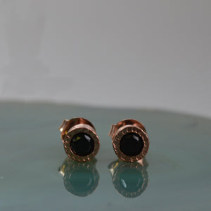 Black Spinel Rose Gold Stud Earrings