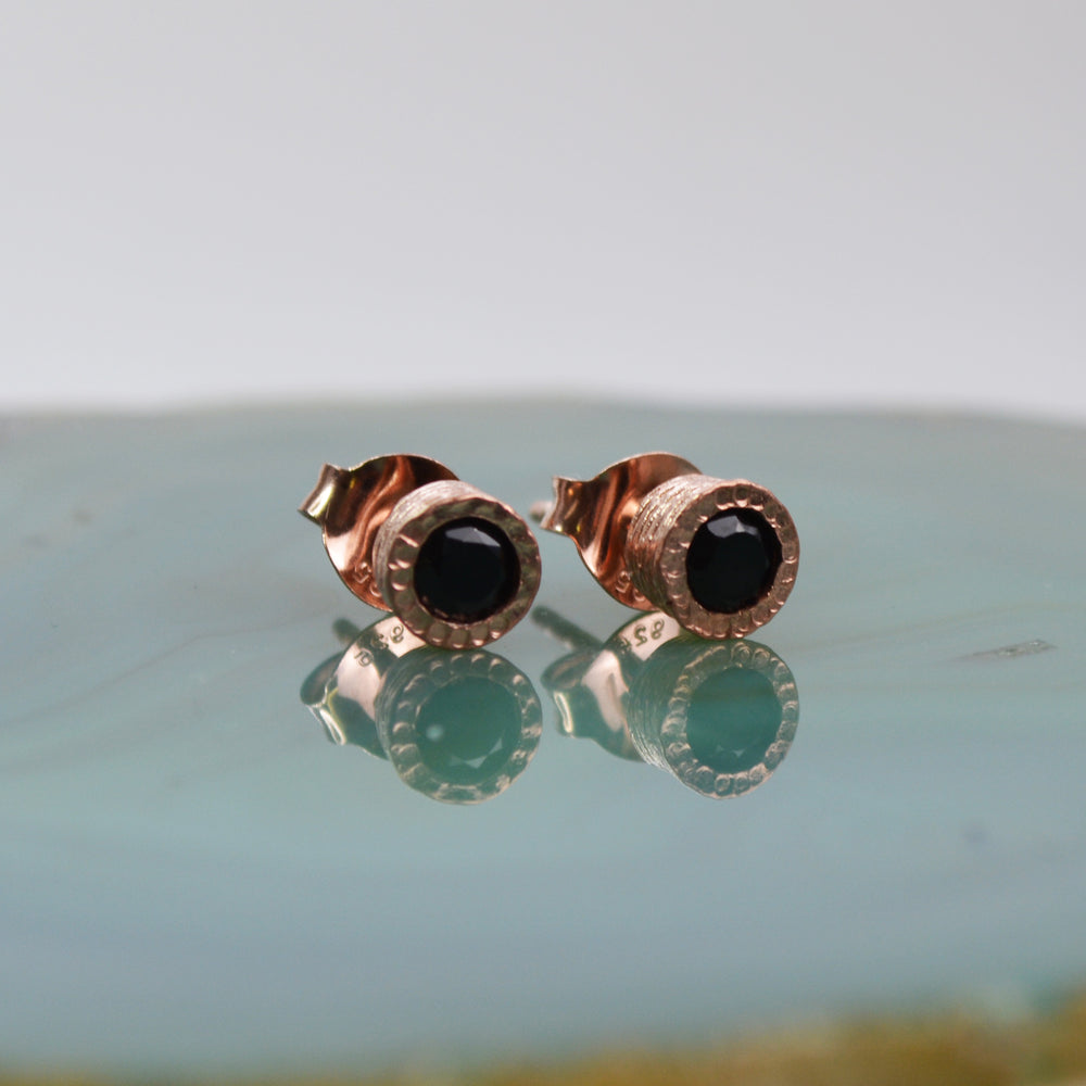 Spinel Rose Gold Dainty Stud Earrings