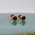 Black Spinel Rose Gold Stud Earrings