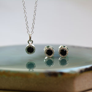 Black Spinel Sterling Silver Jewellery Set